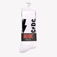 Perris Licensed AC/DC "Lightning Strikes" Large Crew Socks in White (1-Pair)