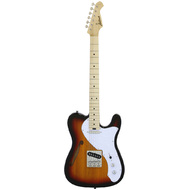 Aria 615-TL Series Semi-Hollow Electric Guitar in 3-Tone Sunburst Gloss