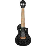 Lanikai Quilted Maple Concert AC/EL Ukulele in Black Stain Gloss Finish