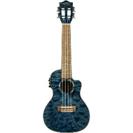 Lanikai Quilted Maple Concert AC/EL Ukulele in Blue Stain Gloss Finish