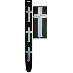 Perris 2.5" Leather Hi-Res "Crosses" Guitar Strap with Leather ends