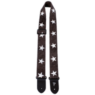 Perris 2" Deluxe Cotton Grey Guitar Strap with "White Stars" design with Leather ends