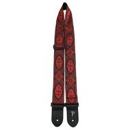 Perris 2" Jacquard Guitar Strap with Red Crosses on Black design
