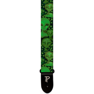 Perris 2" Polyester "Green Aliens" Guitar Strap with Leather ends