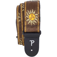 Perris 2" Jacquard Guitar Strap with "Suns on Brown" Design & Leather ends