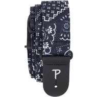 Perris 2" Fabric Guitar Strap in "Black Bandana" Design with Black Leather Ends