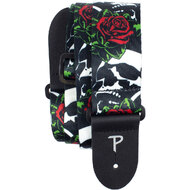 Perris 2" Polyester "Skulls & Roses" Guitar Strap with Leather ends