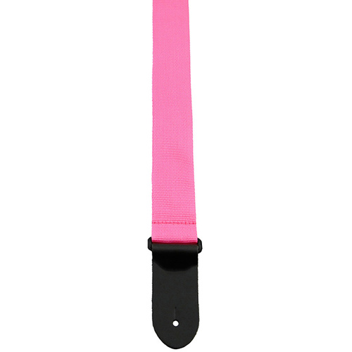 Perris 2" Poly Pro Guitar Strap in Pink with Black Leather ends