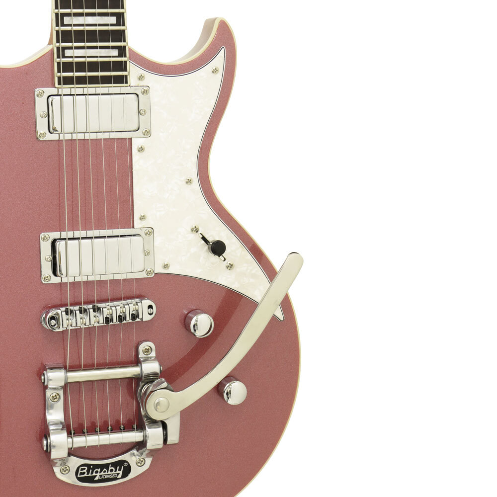 Aria 212MK2 Bowery SemiHollow Electric Guitar in Cadillac Pink