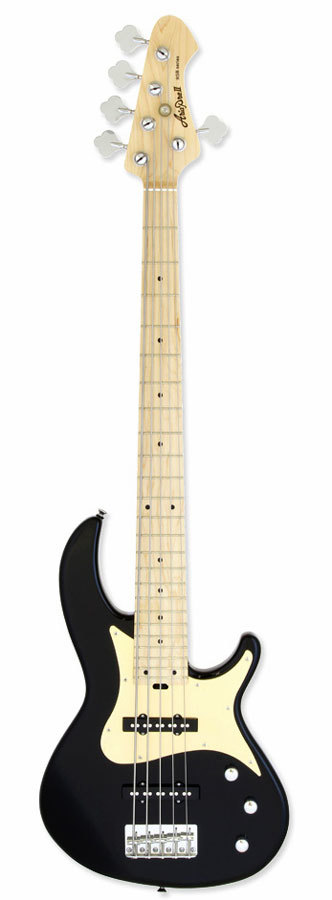 Aria RSB Series Pro-II 5-String Electric Bass Guitar in Black with