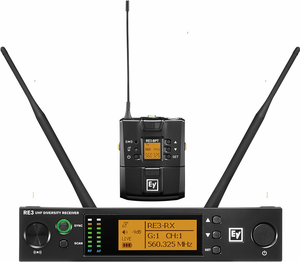 Electro-Voice RE3 Wireless Bodypack Instrument System - GC3 Cable, 488-524MHz UHF, For Wireless Music Performance