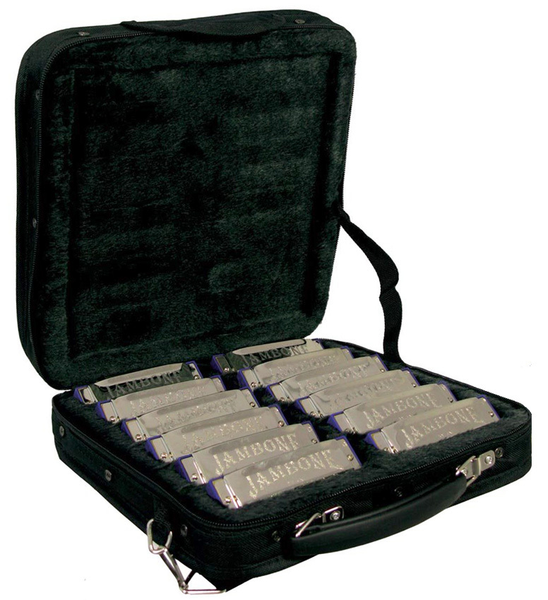 Johnson Jambone 12 Pce Harmonica Set in Carry Case