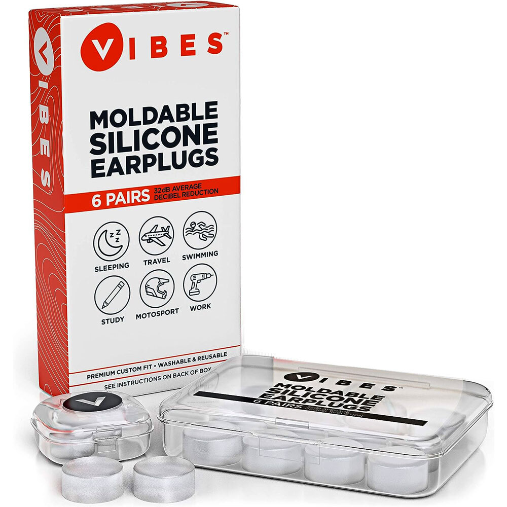 Vibes Moldable Silicone Earplugs in Reusable Carrying Case (6Pairs)