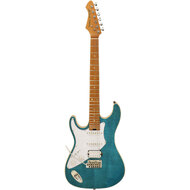 Aria 714-MK2 Fullerton Series Left Handed Electric Guitar in Turquoise Blue