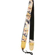 Aria 2" Deluxe Cotton Kimono Guitar Strap with Beige Leather ends