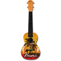 Kealoha "Hawaii Sunset" Design Concert Ukulele with Orange ABS Resin Body