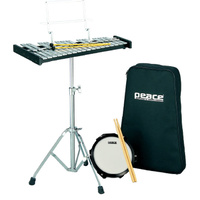 Peace Bell Kit with 30-Note Glockenspiel, Stand, Mallets, Sticks, Practice Pad & Carrybag
