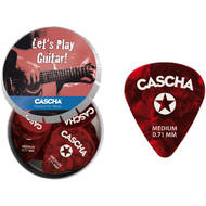 Cascha Metal Tin of 24 Medium Celluloid Guitar Picks in Red (0.71mm)