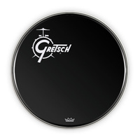 Gretsch 18" Bass Drum Head in Black with Offset Logo