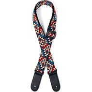 Kealoha 1.5" Cotton/Linen Ukulele Strap in Mexican Aztec Triangles Design with Black Ends