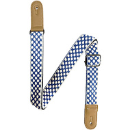 Kealoha 1.5" Embroidered Ukulele Strap in Blue with White Dots & Brown Ends