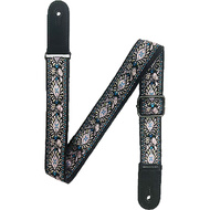 Kealoha 1.5" Embroidered Ukulele Strap in Blue Aztec Pattern with Black Ends