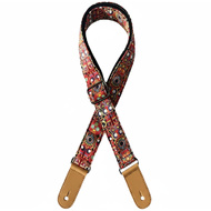 Kealoha 1.5" Embroidered Ukulele Strap in Mexican Aztec Fiesta Pattern with Brown Ends