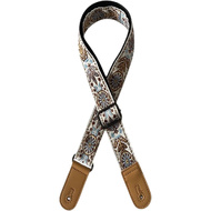 Kealoha 1.5" Embroidered Ukulele Strap in Flower & Wheel Aztec Pattern with Brown Ends