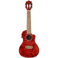 Lanikai Quilted Maple Concert AC/EL Ukulele in Red Stain Gloss Finish