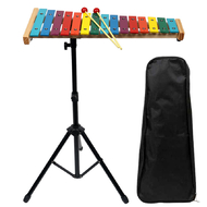 Opus Percussion 15-Note Glockenspiel with Coloured Keys, Bag, Stand & Mallets (Keys C-G)