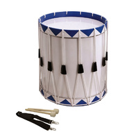 Opus Percussion Samba Drum in White & Blue with Carry Strap & Beaters (35cm x 43cm)