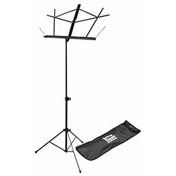On Stage Compact Sheet Music Stand in Black with Bag