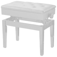 Pro Height Adjustable Piano Stool with Storage in White Gloss