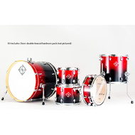 Dixon Fuse Maple 520 Series 5-Pce Drum Kit in Candy Red Fade Gloss