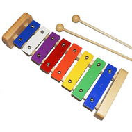 Percussion Plus 8-Note Coloured Glockenspiel with Natural Wood Frame