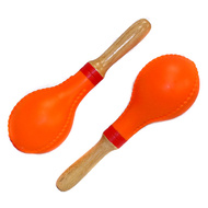 Percussion Plus Plastic Head Maracas in Orange with Wooden Handles
