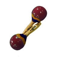 Percussion Plus Wooden Mini Maracas in Red & Patterned Finish