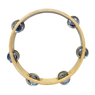 Percussion Plus 9" Wooden Tambourine with 6-Double Rows of Jingles