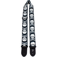 Perris 2" Polyester "Skull & Cross Bones" Guitar Strap with Leather ends