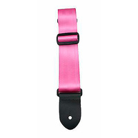 Perris 2" Pink Seatbelt Style Guitar Strap with Leather ends