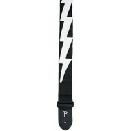 Perris 2" Poly Pro Guitar Strap with White Leather Lightning Bolt & Leather ends