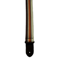 Perris 2" Deluxe Cotton Brown, Tan & Orange Stripe Guitar Strap with Leather ends