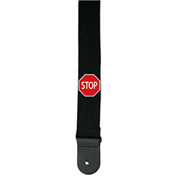 Perris 2" Black Cotton "Stop Sign" Guitar Strap with Leather ends