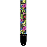 Perris 1.5" Polyester Ukulele Strap in Multi-Coloured Luau design with Leather ends