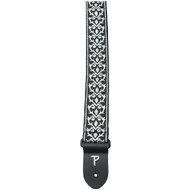 Perris 2" Jacquard Guitar Strap with "Black & White Tribal" Design & Leather ends