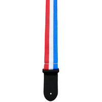 Perris 2" Poly Pro Guitar Strap in Red, White & Blue Stripe with Black Leather ends