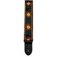 Perris 2" Jacquard Guitar Strap with Yellow Suns On Black backing design