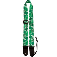 Perris 1.5" Fabric Ukulele Strap in Green Palm Trees Design with Leather ends