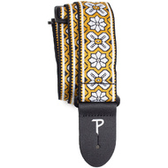 Perris 2" Jacquard Guitar Strap with Gold Geo Floral Pattern with Leather ends