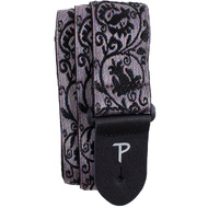 Perris 2" Jacquard Guitar Strap with Black Lace Design with Leather ends